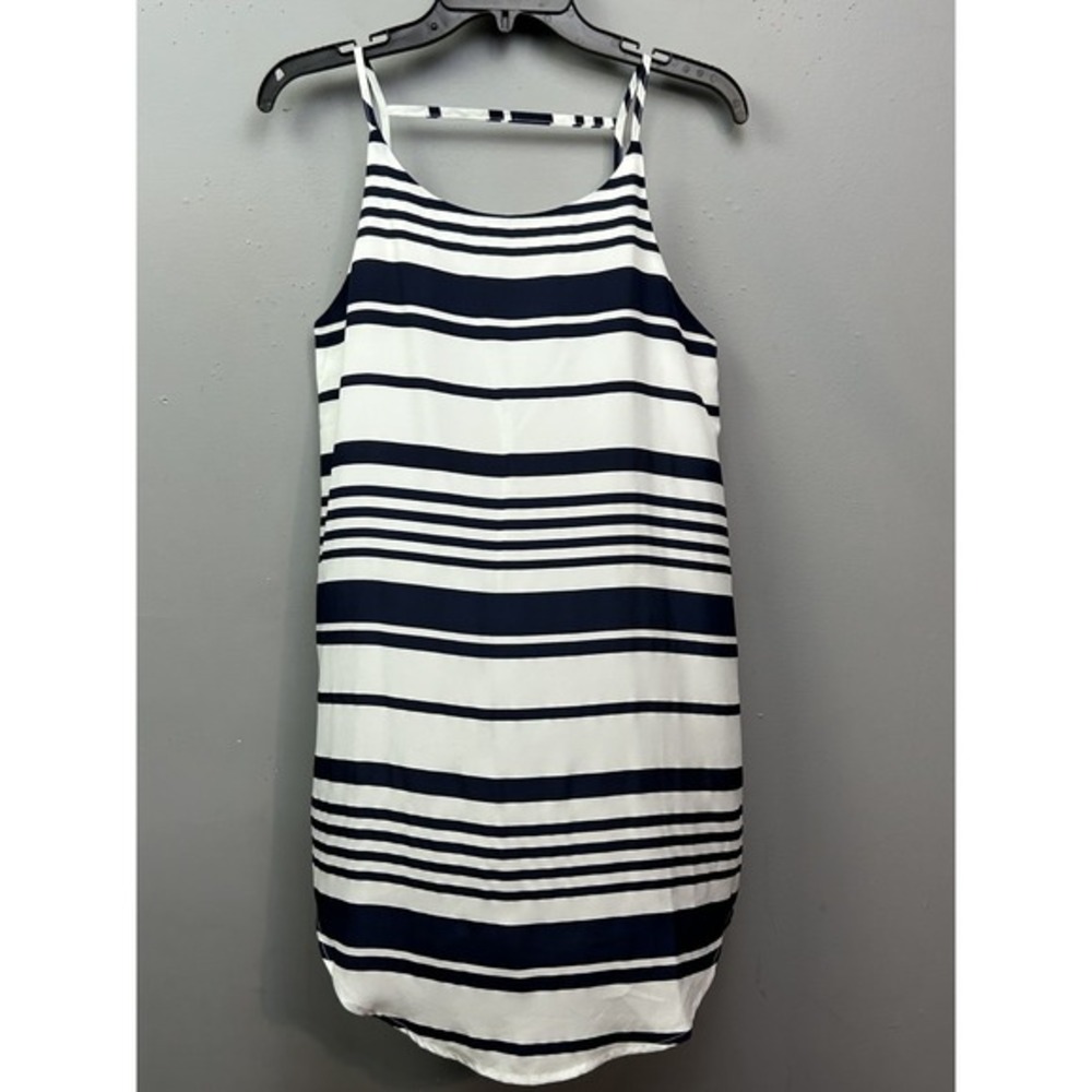 BB Dakota Dress Womens Extra Small White Navy Blue Striped Tank Shift Polyester